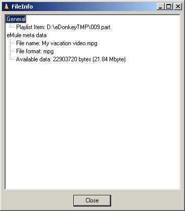 VideoLAN client file information dialog