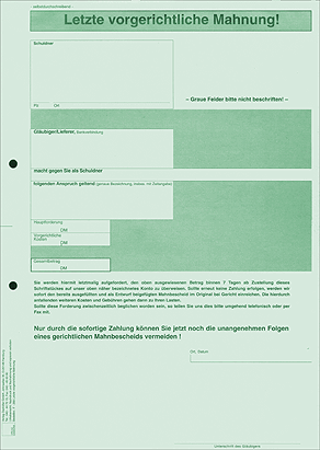 Letzte vorgerichtliche Mahnung