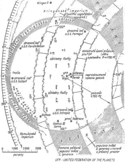 OrientaΦnφ mapka ·zemφ p°id∞lenΘho pod sprßvu SpojenΘ federace planet - vyÜlo r.1991 v knφ₧eΦce Star Trek: Dobrodru₧stvφ hv∞zdnΘ lodi Enterprise