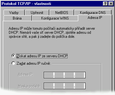 zφskat IP z DHCP serveru