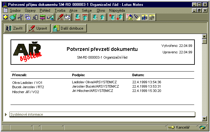 Potvrzenφ p°φjmu dokumentu