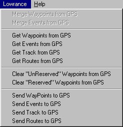 Menu Lowrance
