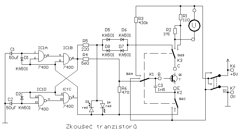 SchΘma zkouÜeΦky tranzistor∙