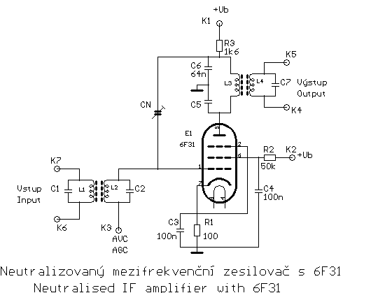 Neutralizovaný mezifrekvenční zesilovač s 6F31