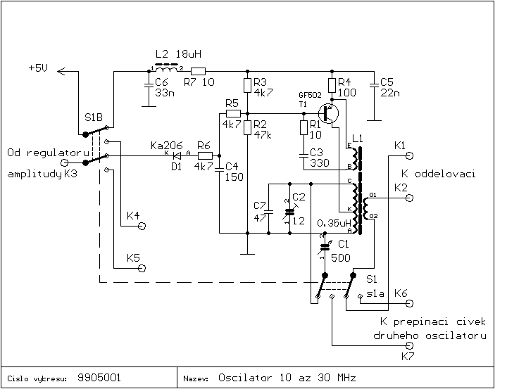 SchΘma oscilßtoru pro 10-30áMHz