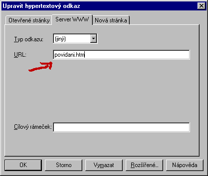 zadávání odkazu