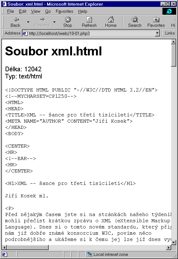 Skript pro zobrazovßnφ HTML strßnek