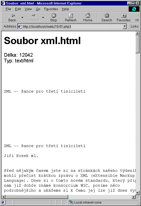 Skript pro zobrazovßnφ HTML strßnek