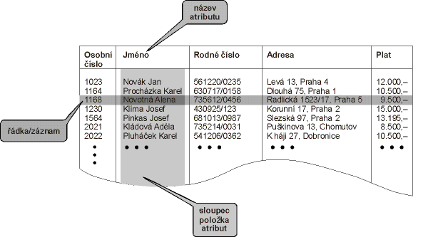 Tabulka v relaΦnφm modelu dat