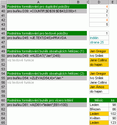 Podmíněný formát - příklad 3