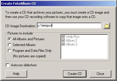 FotoAlbum CD properties