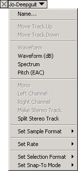 Track Pop-Down Menu