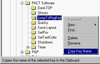 To create a shortcut, copy the registry key and paste it into JumpReg.