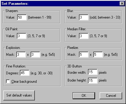 Set Parameters dialog