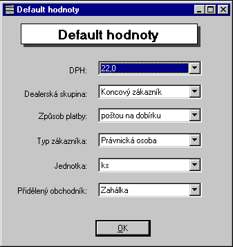 Default hodnoty