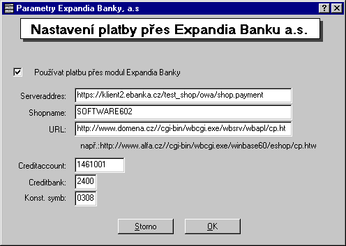 Parametry Expandia Banky, a.s.