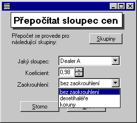 Pepotat sloupec cen