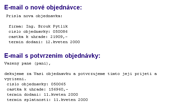 Obsah e-mailovch zprv