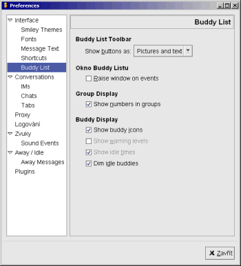 GAIM - ukßzka konfigurace programu