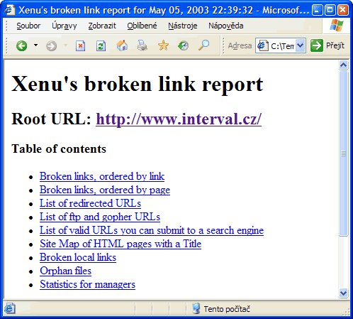 Xenus Link Sleuth - v²slednß zprßva o zßv∞rech testu