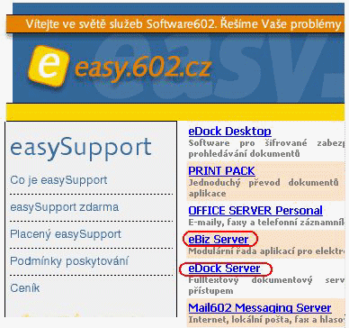 Projekt "easy.602.cz" - ukßzka menu webovΘ strßnky