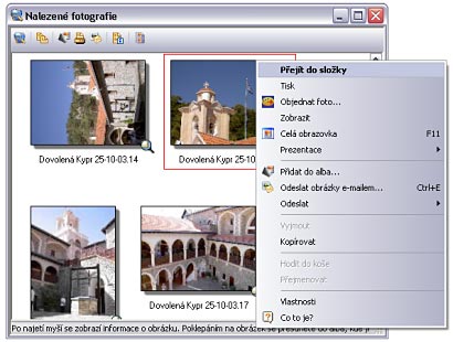 Volby pro nalezené fotografie