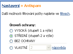 Atlas.cz: Nastavenφ AntispamovΘho filtru