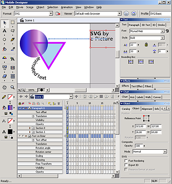 Zobrazenφ pracovnφ plochy Mobile Designeru verze 1.1