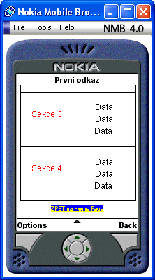 Ukßzka zobrazenφ odkazu "Prvnφ v²b∞r" v Nokia Mobile Browser