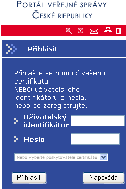 Portßl ve°ejnΘ sprßvy: Registrace pro elektronickß podßnφ