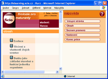 Internetov² kurz Biologie pro maturanty, obsah