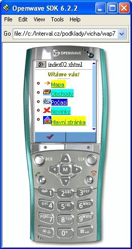 Simulßtor Openwave SDK 6.2.2 - zobrazenφ druhΘ ukßzky