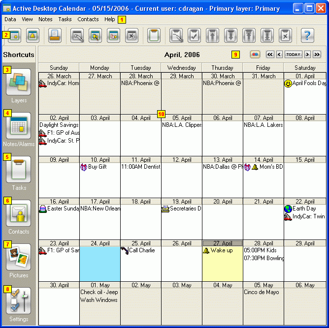 Active Desktop Calendar - Workspace