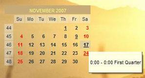 Desktop calendar with the events imported from iCal file